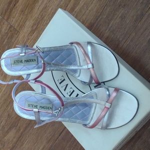 Steve Madden pink and silver heeled shoes